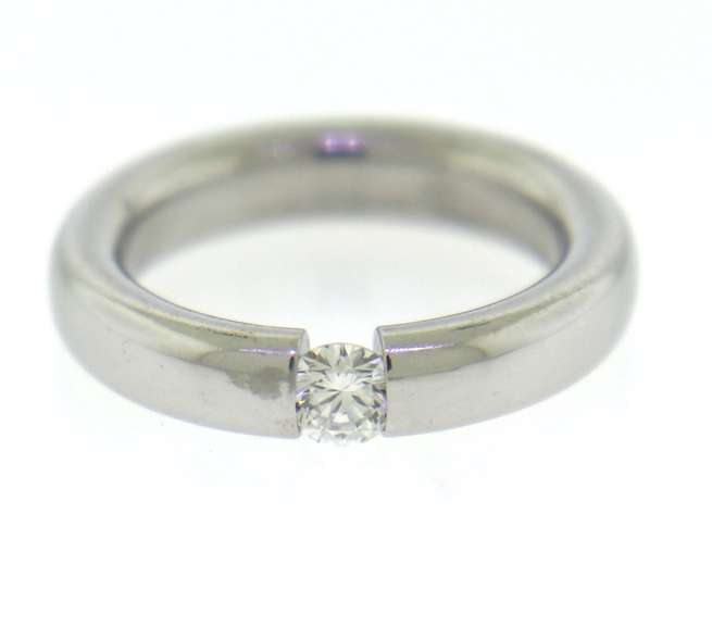 Dazzling 18kt White Gold Tension Set Round Diamond Ring