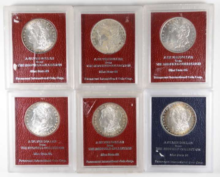 Lot (6) MS60 & MS65 1879-1897 Morgan Silver Dollars - Graded PICC