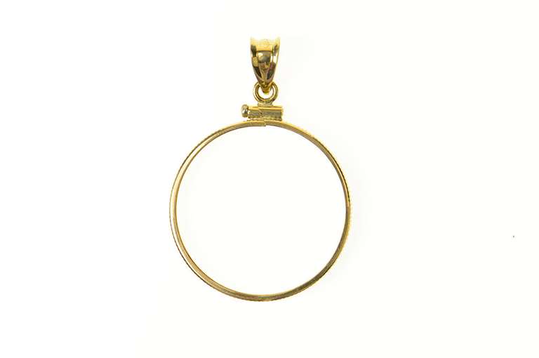 14K Yellow Gold Italian 5 Lira Coin Bezel Holder Pendant