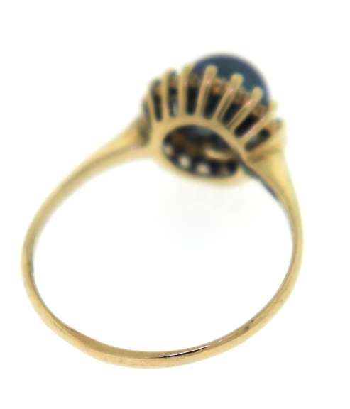 Charming Black Pearl and Diamond Halo Ring