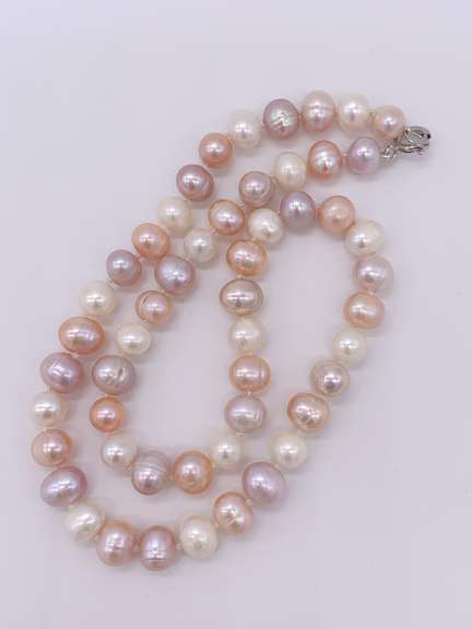 Rare Multi Color Pink, Purple, & White Luster Pearl Necklace-18 inches