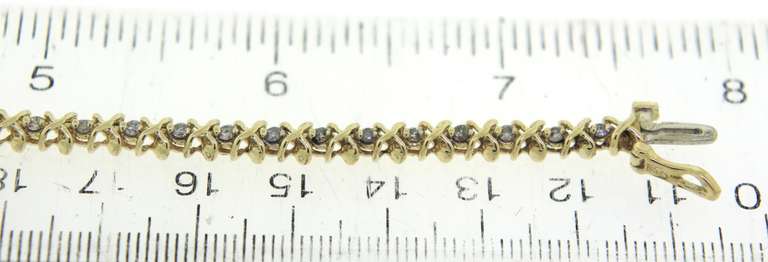 Strong Yellow Gold Diamond Hugs and Kisses Bracelet