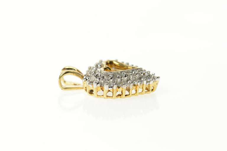 10K Yellow Gold Classic Diamond Encrusted Heart Love Pendant