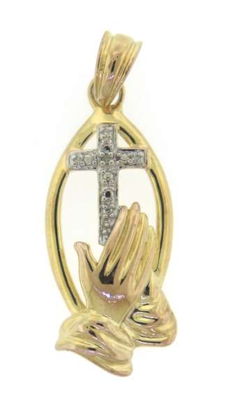 Sterling Silver Praying Hand Cross Pendant