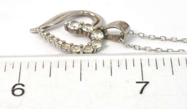 Cute CZ Heart Necklace in Sterling Silver