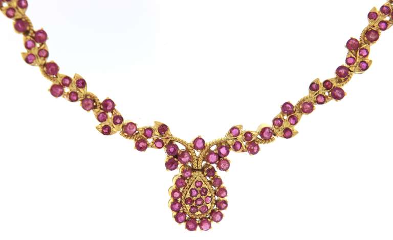 Romantic 21kt YG Traditional Pink Ruby Accent Necklace