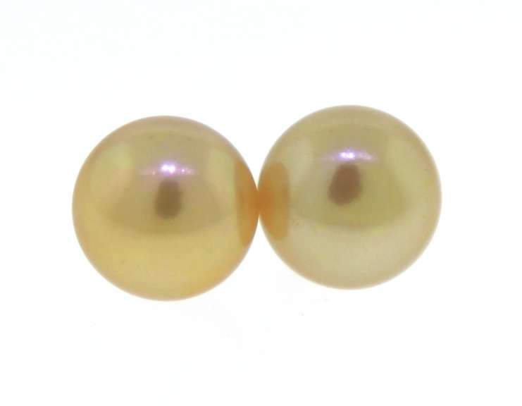 Cute Golden Pearl Button Earrings