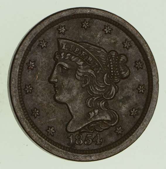 1854 Braided Hair Half Cent - Circulated