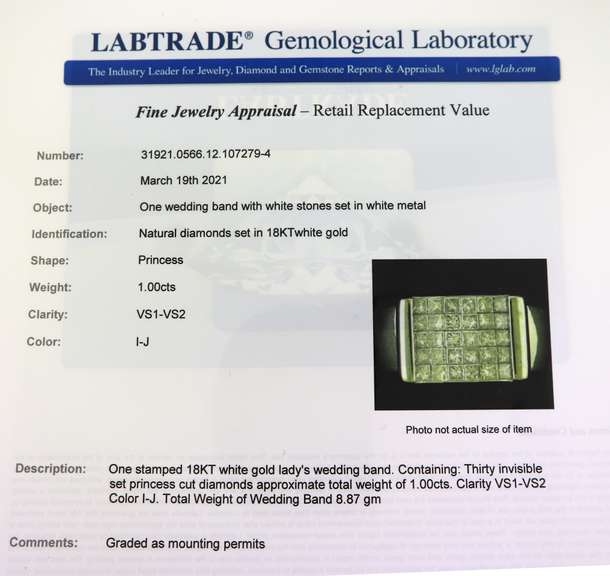 Dazzling White Gold 1cts Princess Cut Wedding Band