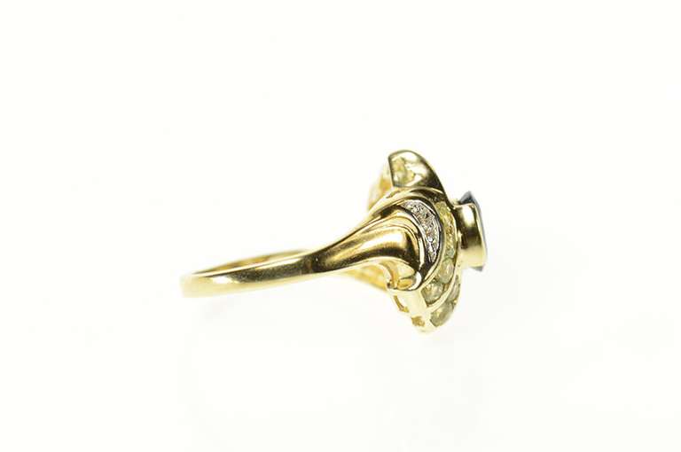 10K Yellow Gold Oval Sapphire Lime Quartz Statement Bypass Ring