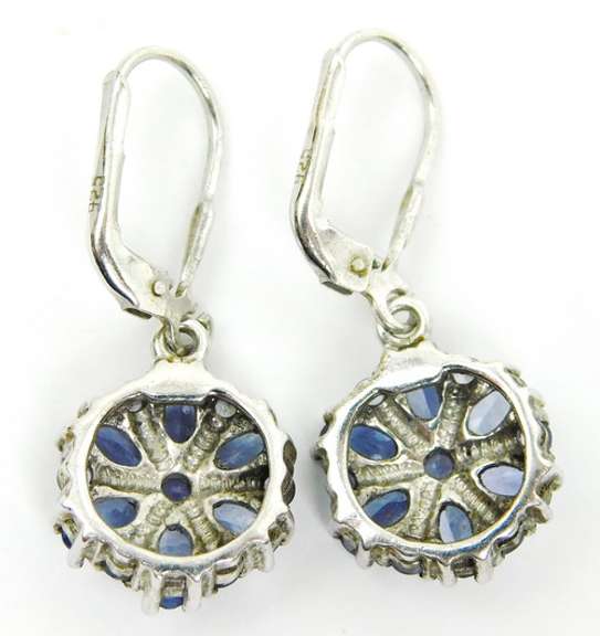 Sterling Tanzanite Flower Cluster Earrings