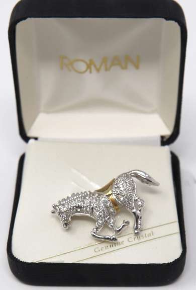 Roman Crystal Horse Brooch