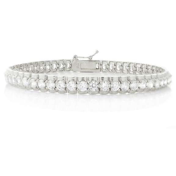 Silver Tone 6ct CZ Studded Tennis Bracelet