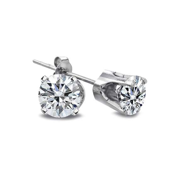 1/2 Ct Round Diamond 14K White Gold Stud Earrings