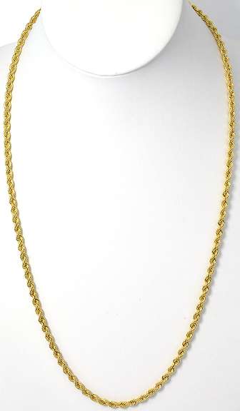 Chunky 4mm 24-Inch Rope Chain in Yellow Gold