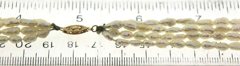 4 Strand Fresh water Pearl Necklace w Filigree Clasp