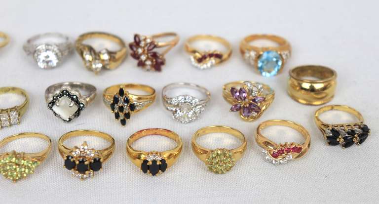 Big Group Lot of Stering Silver Gemstone Rings