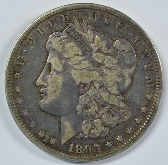 Rare 1893-CC Morgan Silver Dollar in Choice VF