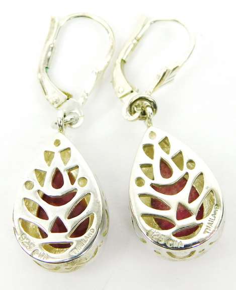 Sterling Rosy Pink Hardstone Drop Earrings