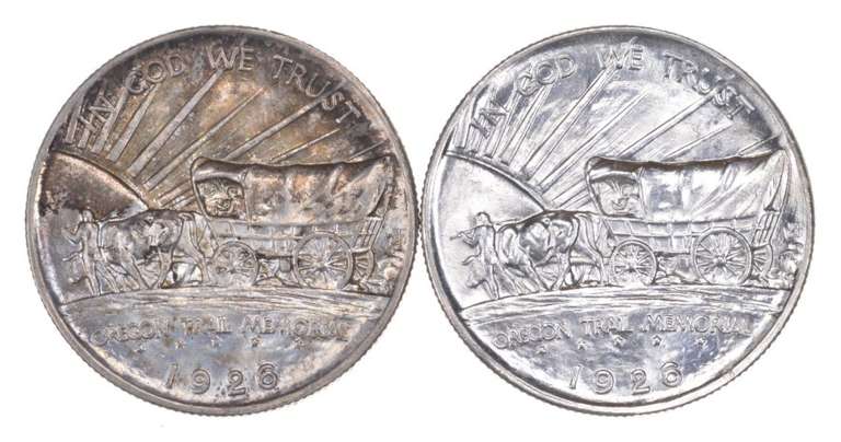 Lot (2) 1926 & 1926-S Oregon Trail Commemorative Half Dollars - Unc
