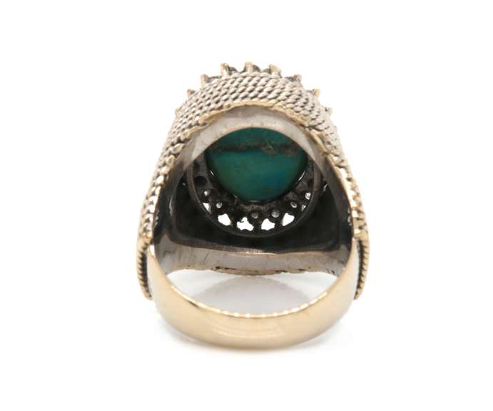 Vintage 14kt WG Turquoise and Diamond Ring