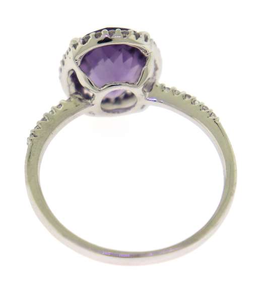 Fantastic 14kt White Gold Oval Cut Amethyst and Diamond HaloRing