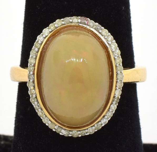 Sublime Opal & Diamond Ring in Vermeil