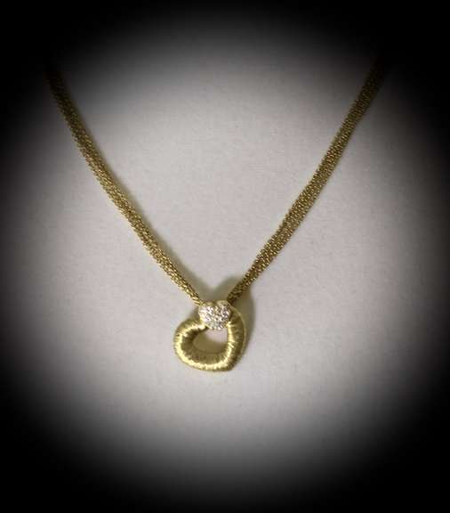 Elegant "Wrapped" 18K Diamond Heart on Necklace