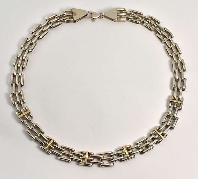Heavy Sterling & 18k Necklace