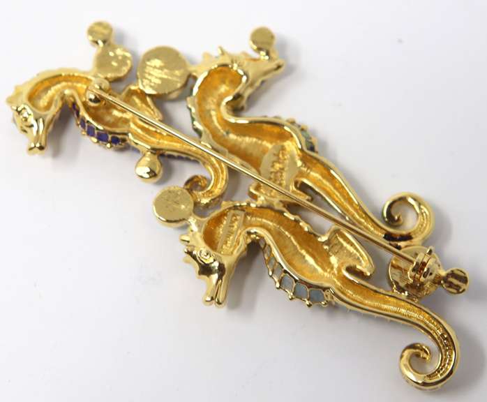 Signed Sea Horse Brooch