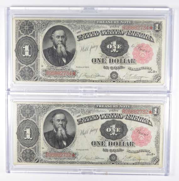Lot (2) 1891 $1 Treasury Large Size Notes - PH