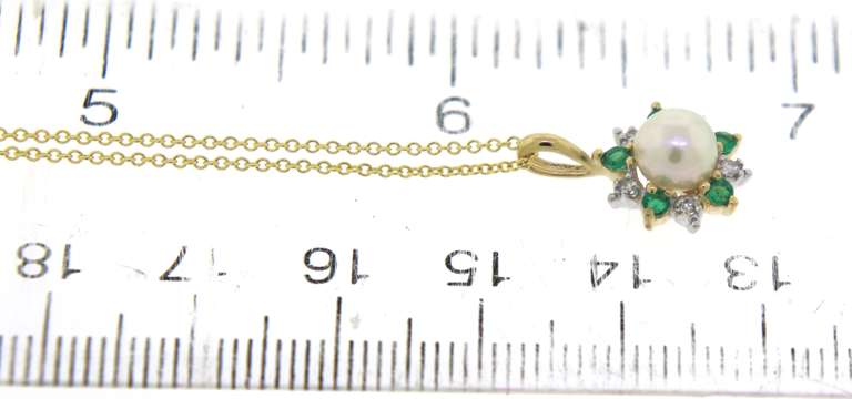 Wonderful Pearl, Diamond and Emerald Necklace