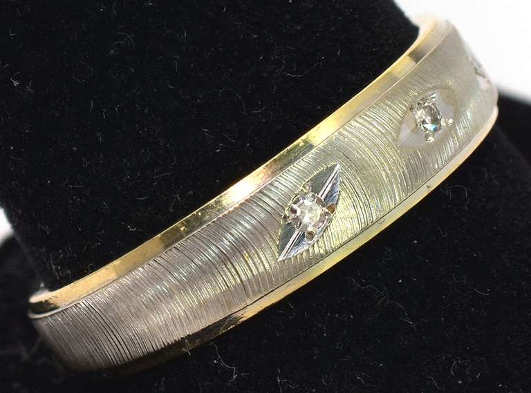 Textured Diamond Wedding Band in 2-Tone 14KT Gold