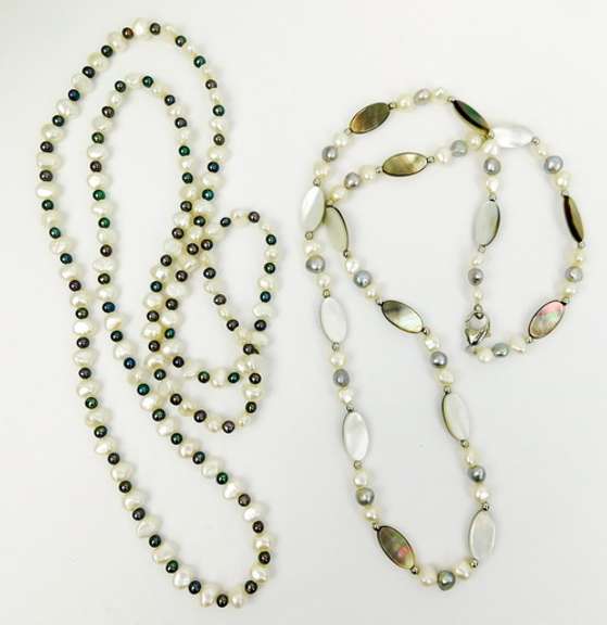 2 Stunning Freshwater Pearl Long Necklaces
