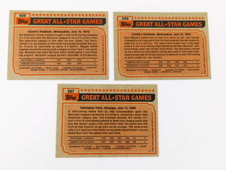 3 - 1983 Great All-Star Games Baseball Cards