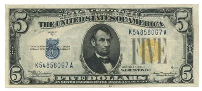 Real nice 1934-A Series $5 North Africa Silver Cert