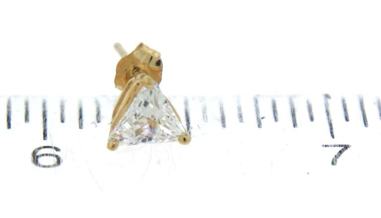 Nice Yellow Gold Triangle CZ Stud Earrings