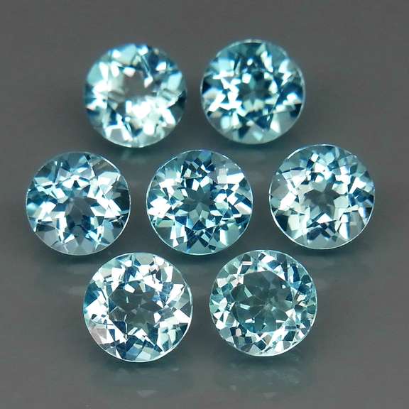 Superb quality 7.14ct 7 pc Swiss blue Topaz set