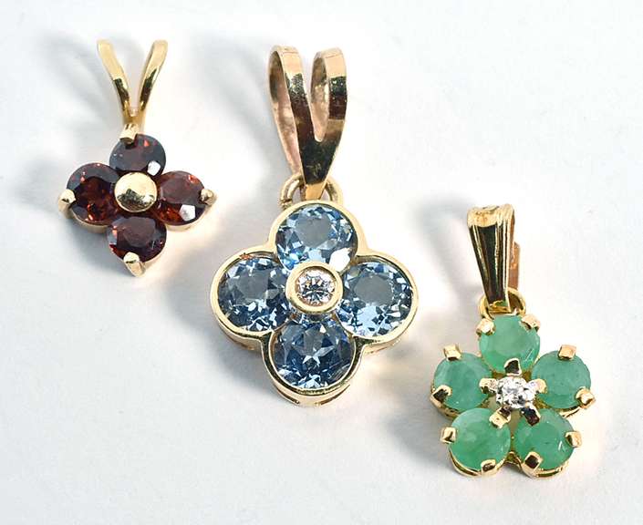 Group of 3 14k Floral Pendants