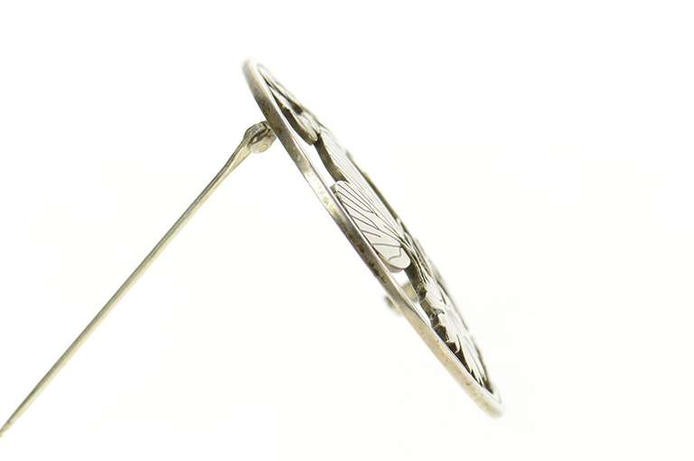 Sterling Silver Georg Jensen Butterfly Flower Round 283 Pin/Brooch
