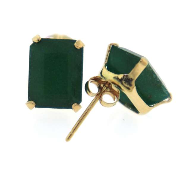 Nice Yellow Gold Emerald Cut Earrings