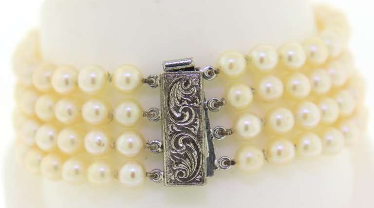 4 Starnd 6mm Pearl Bracelet