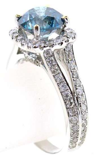 Fancy 14KT Blue Diamond Ring