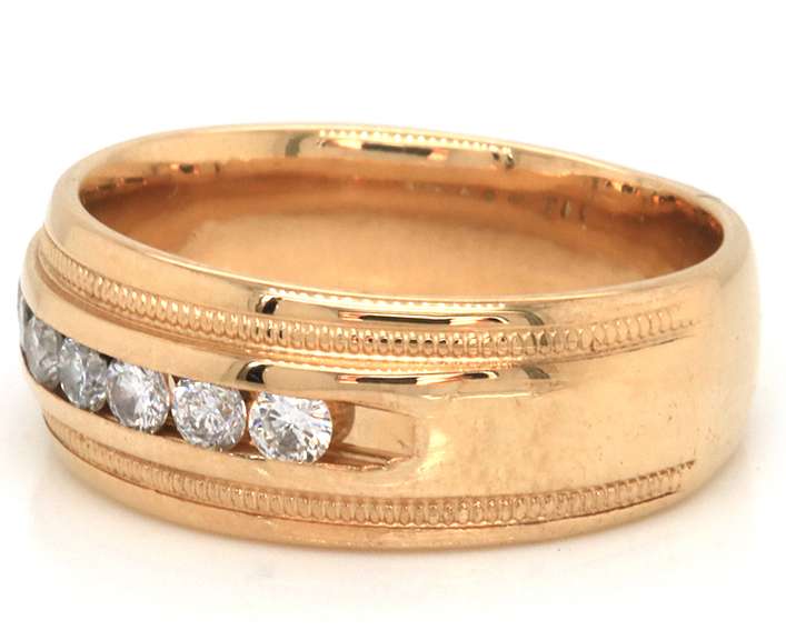 Handsome Gents' 14kt YG Channel Set Wide Band