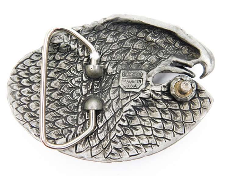 1985 Big Carved Eagle Pewter Belt Buckle
