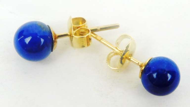14K Lapis Ball Stud Earrings w/Box