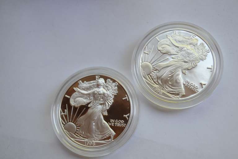 2 1998 Silver Eagles With Boxs and Papers