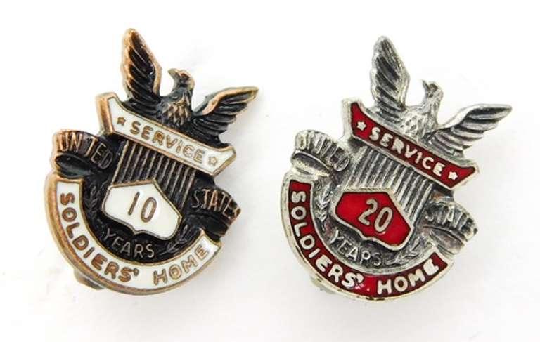2 Vintage U.S. Soldiers Home Service Pins