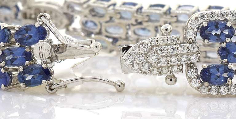 Dynamic Tanzanite & CZ Bracelet in Platinum-Plated Silver