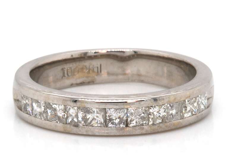 Glamorous 14kt WG Princess Diamond Channel Ring